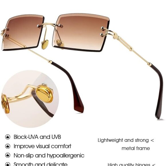 Vintage Rimless Square Sun Glasses main image 6